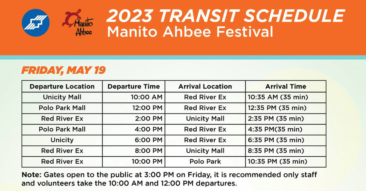 Free Transit Shuttle To Manito Ahbee Festival May 1921 Winnipeg for Free